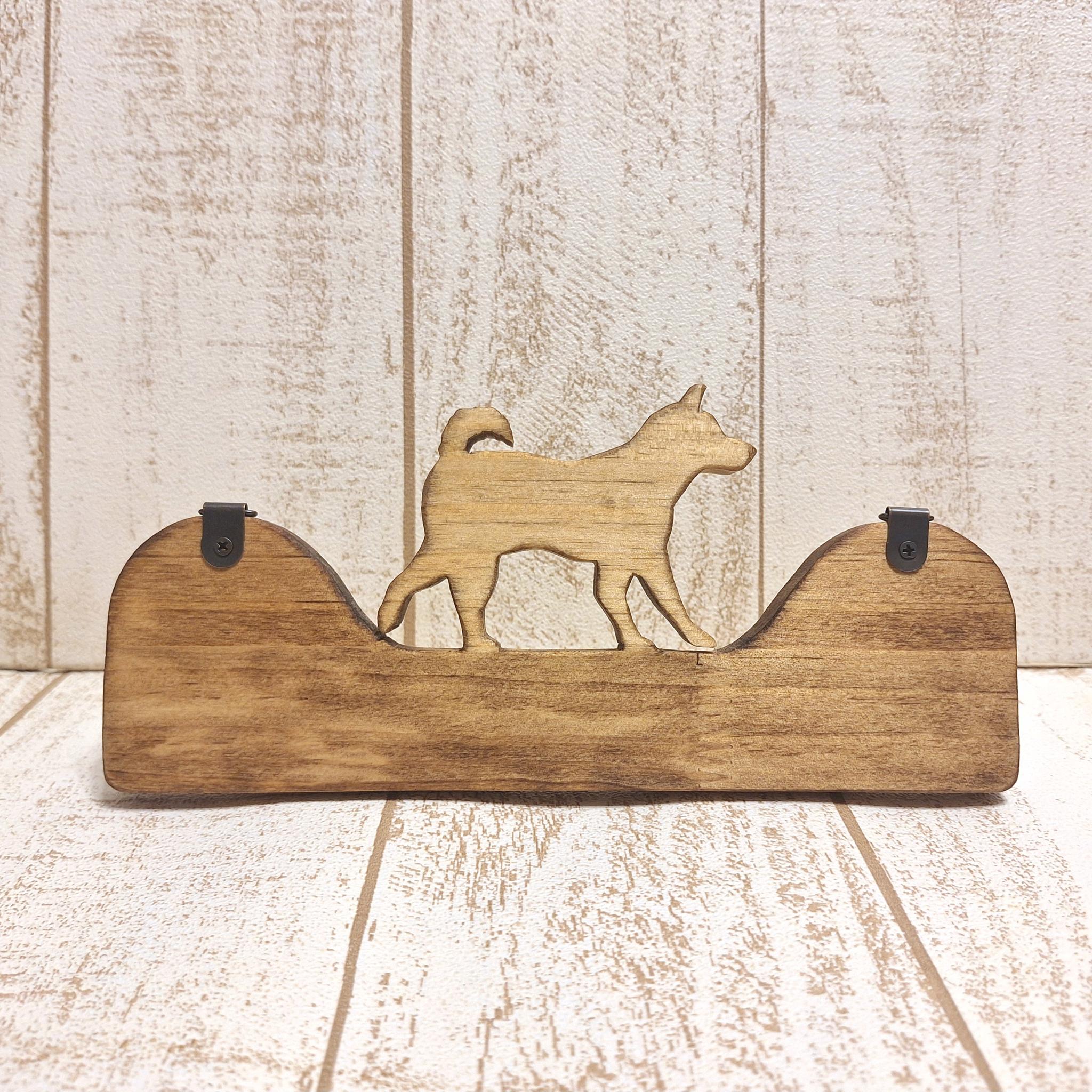 【受注制作】柴犬シルエットの壁掛けキーフック／色が選べる（4連） | 5枚目